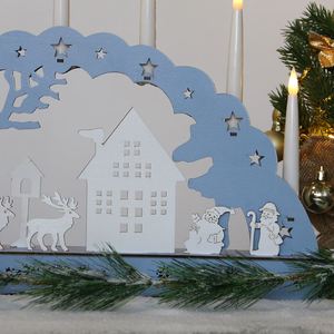 Pont de Bougies en Bois Bleu 7L, Décoration Lumineuse de Noël, Fonctionnant sur Piles, Indice de Protection IP20, pour Chambre d'Enfant Intérieure - Product Image 4