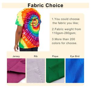 사용자 정의 100 빗질 코튼 타이 염색 셔츠 스크린 인쇄 일반 여름 캐주얼 염료 티셔츠 어린이와 성인에서 귀하의 디자인과 남성 - Product Image 3