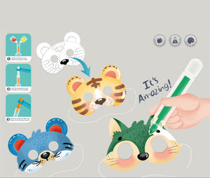 KSF Hot Selling Educatieve Kleurpotloden Waterverf DIY Schilderen Speelgoed Tekenen Dieren Maskers Papier - Product Image 5