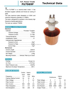 Tube d'oscillation à triode électronique RF FU7069F d'origine chinoise BEIJING, tube de puissance pour machine haute fréquence - Product Image 2