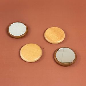 Portable mini makeup <b>mirror</b>, one-way round <b>mirror</b>, beech wood <b>mirror</b>, <b>small</b> wooden <b>mirror</b>. - Product Image 4