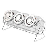Pot à sel et à poivre en verre simple pour la cuisine avec support en acier argenté