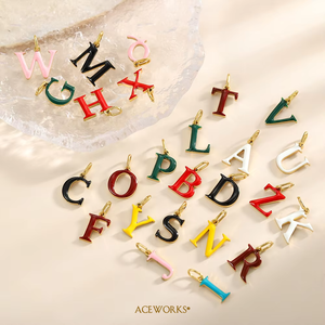 Dijes de Alfabeto Esmaltados |   Colgantes de Letras del Alfabeto de la A a la Z en Acero Inoxidable Chapado en Oro PVD de 18K para Fabricación de Joyería DIY - Product Image 3