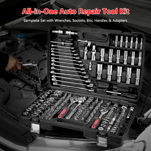 Kit de Herramientas Profesional para Reparación de Automóviles de 216 Piezas |   Trinquete de Liberación Rápida y Vasos CRV |   Juego Completo para el Mantenimiento del Automóvil - Product Image 2