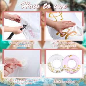 Lot de 12 flotteurs de piscine pour enterrement de vie de jeune fille, comprenant 6 bouées gonflables en PVC 'Team Bride' de 36 pouces et 6 ballons de plage de 16 pouces, décorations de fête portables rose et blanc - Product Image 3