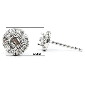Boucles d'oreilles clous semi-montées en or blanc massif 18 carats plaqué or, avec diamants véritables de forme ronde, pour femmes, fabriquées en Chine - Product Image 2