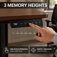 Bureau debout électrique ergonomique marron à hauteur réglable avec commande numérique pour mobilier de bureau professionnel