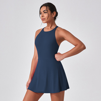 Rok Tenis Wanita Berkualitas Tinggi, Lipit, Atletis, Tanpa Lengan, Elastis Tinggi, Cepat Kering, Spandex/Nilon, Slim Fit, Untuk Olahraga Musim Panas