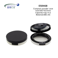 Boîtier compact OEM pour poudre pressée et fond de teint, en plastique ABS+AS noir recyclable, forme cylindrique avec miroir, couleur personnalisable, pour cosmétiques, vente en gros