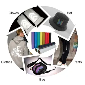 Hi Vis Color Changing Rainbow Reflective Material Heat Transfer Vinyl Film Rolls For Clothes