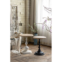 Meuble de salon scandinave Table d'angle ronde Antique Table basse en bois naturel avec Base en fer noir