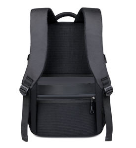 Sac à dos pour ordinateur portable OEM 15,6 pouces noir, en nylon imperméable, multi-poches, sac à dos de jour, faible MOQ, logo client, sac à dos antivol avec USB - Product Image 3