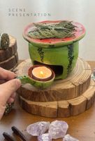 Four à thé en céramique de style japonais, peint à la main, brûleur d'encens