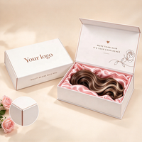 Boîte de rangement de luxe pour extensions capillaires, idéale pour salons de coiffure et marques de beauté, étui magnétique pour perruques avec doublure en satin et ruban