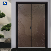 Porte d'entrée de luxe haut de gamme en aluminium moulé sculpté, double porte, design colonne romaine, sur mesure