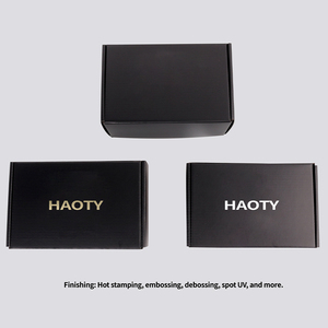 Pochettes d'expédition ondulées noires pliables avec logo UV, estampage <span class=keywords><strong>à</strong></span> chaud, gaufrage, recyclables, taille personnalisable, emballages en carton pour vêtements - Product Image 3