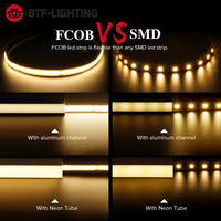 2024 Vente Chaude FCOB Led Bande 12V 24V Haute Luminosité Linéaire Ruban Blanc Pur Cob Dotless Flexible Dimmable Led Bande Lumineuse