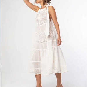 Vestido midi de encaje transparente estilo bohemio hecho a medida, vestido midi de tul de alta calidad 100% algodón - Product Image 4