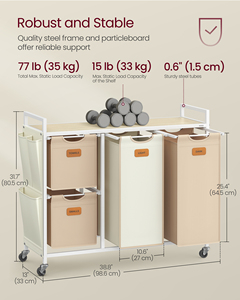 VASAGLE-<span class=keywords><strong>Panier</strong></span> à <span class=keywords><strong>linge</strong></span> à <span class=keywords><strong>4</strong></span> <span class=keywords><strong>compartiments</strong></span> pour salle de bain, chambre à coucher, armoire, <span class=keywords><strong>panier</strong></span> à <span class=keywords><strong>linge</strong></span> à <span class=keywords><strong>4</strong></span> sections avec roulettes - Product Image 6