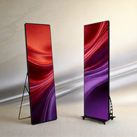 Écran d'affichage LED noir sur pied pour intérieur P1.86, affichage publicitaire mobile, contrôle WiFi Cloud, luminosité 800 cd pour la vente au détail