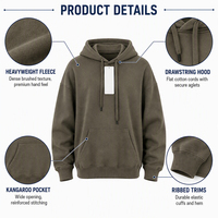 Sweat à capuche surdimensionné Cenloong en molleton bouclette avec patch en chenille, effet délavé vintage, gris, avec cordons en corde, pour homme