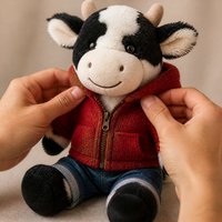 Peluche Vache Personnalisée 40 cm Ultra Douce avec Rembourrage en Polyester et Coton PP, Finition Lavée, Accessoires OEM