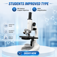 Microscope biologique monoculaire éducatif MIGHTY Standard Amélioré 40X~400X avec oculaire Huygens, triple tourelle et indice de protection IP67