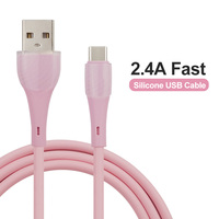 Cable de carga de silicona V8 Cable Micro USB Los más vendidos 2025 2.4A Cable de datos de silicona estándar Trenza de aleación de zinc TPE