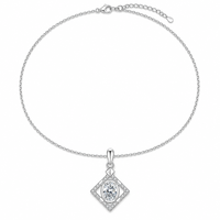 Pendentif Moissanite Couleur D 1 Carat avec Chaîne en Argent Pur, Poids Total 3.4G, Cadeau Idéal pour Rendez-vous Galants, Géométrie Classique