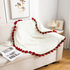Rosenstrauß Decke Gehäkelt Weich Handgemacht Geschenk für Oma für Sie Blumenstrauß Decke Muttertagsgeschenk Couchüberwurf Heimdeko - Product Image 3
