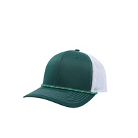 Gorra de béisbol vintage lisa de 6 paneles con visera curva, bordado de logotipo personalizado, malla de cuerda y cierre snapback tipo trucker con cuerda de tono secundario