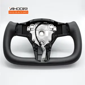 Personalized Anti-Slip Design Yoke Steering Wheel For Tesla Model 3 Y PU Leather Carbon Fiber