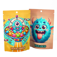 Sachets refermables en Mylar holographique personnalisés, étanches à l'air, anti-odeur, réutilisables, avec fermeture éclair, pour fleurs comestibles, aliments pour animaux de compagnie et gelées, avec marquage à chaud