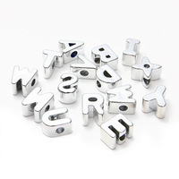 Perles acryliques à grand trou, lettres argentées, pour chaussures, décontractées, numériques, DIY, alphabet, pour porte-clés DIY