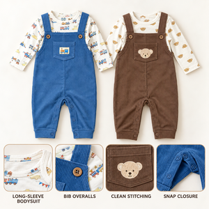 Set di <span class=keywords><strong>Abbigliamento</strong></span> per Neonati K30XL, Body a Maniche Lunghe con Salopette, Completi per Bambini da 0 a <span class=keywords><strong>9</strong></span> <span class=keywords><strong>Mesi</strong></span> in Cotone, Vendita all'Ingrosso - Product Image 3