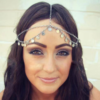 Nouvelles chaînes de tête multicouches en métal MIO Europe et Amérique, avec paillettes dorées et pompons, bijoux pour cheveux, accessoires de coiffure