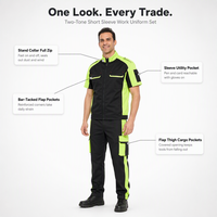 Ensemble de vêtements de travail pour mécanicien industriel, bicolore, avec poches cargo à surpiqûres, logo personnalisé, uniforme de travail pour atelier