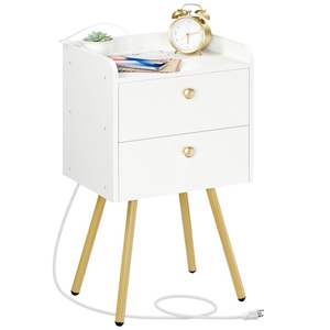 Table <span class=keywords><strong>de</strong></span> chevet blanche en gros avec 2 tiroirs, table <span class=keywords><strong>de</strong></span> chevet blanche à deux tiroirs, table <span class=keywords><strong>de</strong></span> chevet blanche à 2 tiroirs pour chambre à coucher - Product Image 1