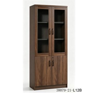 Modern Living Room <b>Cabinet</b> with Glass Doors Wood Storage Furniture 38079-21-L12B - Product Image 1