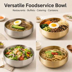 Venta al por Mayor de Tazones de Ramen y Sopa de Arroz de Doble Pared de Acero Inoxidable Estilo Coreano 304 en Dorado y Plateado para Fiestas - Product Image 4