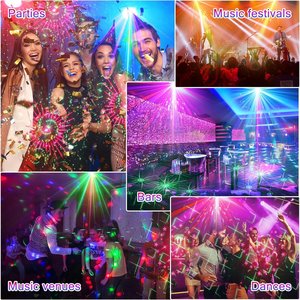 Luci da Discoteca YSH DJ con Effetto Strobo, Proiettore Laser Attivato dal Suono, <span class=keywords><strong>Telecomando</strong></span>, Grado di Protezione IP33, Modalità <span class=keywords><strong>RGB</strong></span> Automatica per Feste, Bar, Matrimoni - Product Image 5