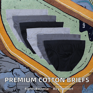 326 Boxers mi-hauts pour hommes en coton à fibres longues de haute qualité, tricotés, teints en pièce, antibactériens, respirants, avec motif en caoutchouc en relief - Product Image 2