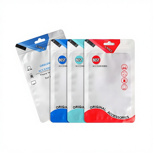 Sac d'emballage transparent à fermeture éclair avec trou de suspension pour câble de données USB en plastique imprimé personnalisé, accessoires de <span class=keywords><strong>téléphone</strong></span> - Product Image 1
