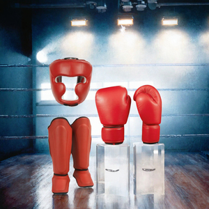 Set de Boxeo de Cuero PU Rojo, Protector de Cabeza, Guantes, Protectores de Tibia, Impresión Personalizada, Acabado Mate, Equipo de Entrenamiento Protector para Niños - Product Image 3