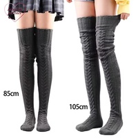 Bas en laine chauffants pour les pieds, bas tendance pour femme, bas mignons pour l'automne et l'hiver, bas cuissardes de couleur unie en fibres acryliques