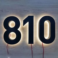 Numéros de maison lumineux LED personnalisés en acier inoxydable pour écoles modernes, compatibles Alexa/Google, IP65