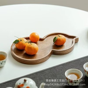 Walnut Wood Gourd <b>Tea</b> <b>Tray</b> With Fruit Plate Household Dry Brewing Table Heat Resistant - Product Image 1
