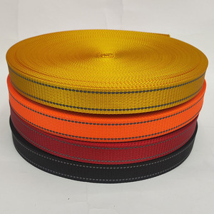 Grosir 1.5-3.8CM anyaman poliester tahan lama dengan 2mm Strip reflektif tali pengikat peliharaan tali warna-warni Harness hewan peliharaan - Product Image 2