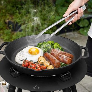 Poêle Ronde en Fonte Pré-Condimentée avec Double Poignée pour la Cuisson en Camping, au Jardin et les Accessoires de Grillades – Vente en Gros - Product Image 4