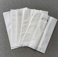 Sac de courses rose recyclable avec petite poignée, mignon, personnalisable avec impression de logo, sac fourre-tout en plastique découpé avec poignée, sac de courses en plastique